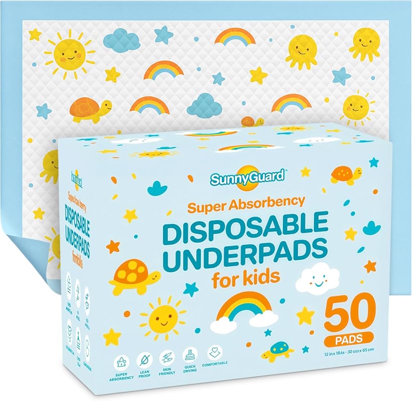 SunnyGuard Disposable Changing Pads for Baby, 50-Pack 13x18