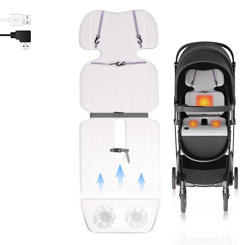 Dual-Sided Reversible Baby Stroller Cooling & Heating Pad, USB Powered