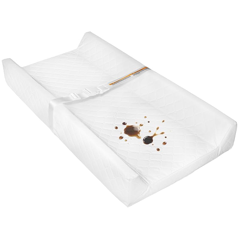 Waterproof Non-Slip Baby Changing Pad with Safety Strap, Wipeable Diap