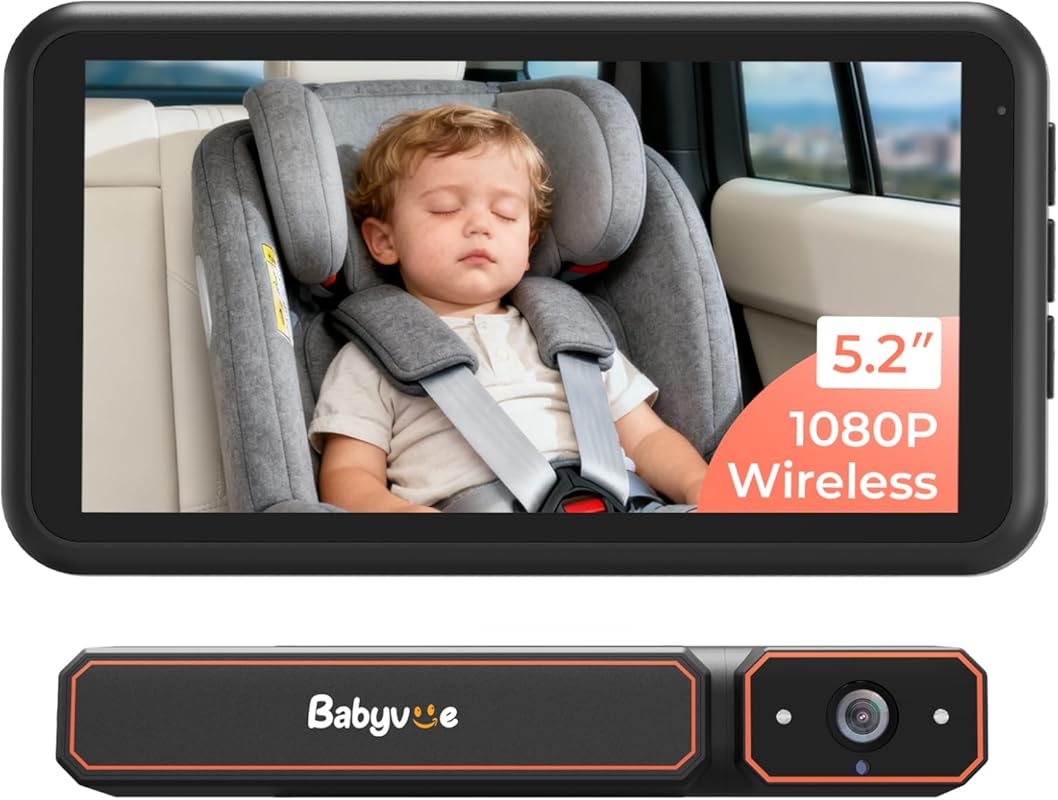 Babyvue BV6 Wireless Baby Car Camera HD1080P, No Wiring Monitor, Auto 