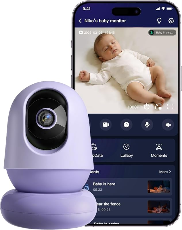Monai 3K Smart WiFi Baby Monitor with 8H Portable Battery, Eye-Safe Ni