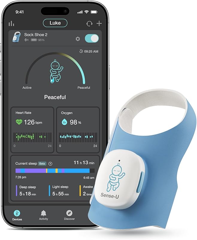 Sense-U Smart Sock Shoe 2 Baby Monitor: Foot Sensor Tracks Infant Hear