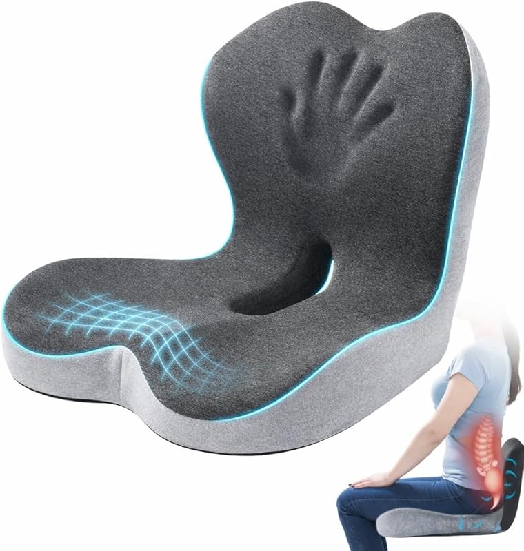 Ergonomic Car Seat Cushion with Back Support for Driving, Ventilated &