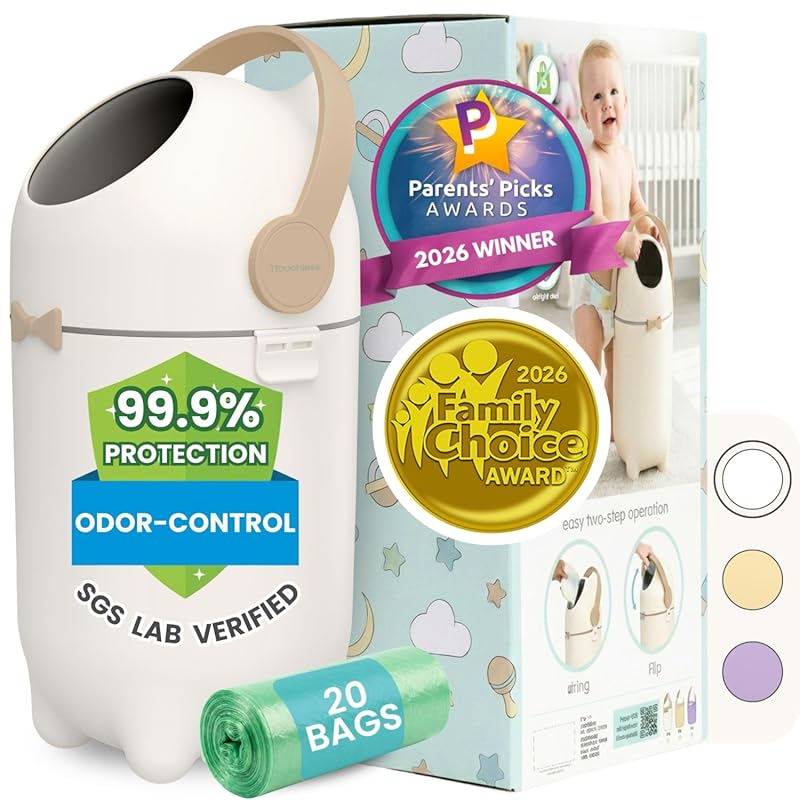 iTouchless Odor-Locking Diaper Pail with Ag+ Silver Ion, Fits Any Bag,