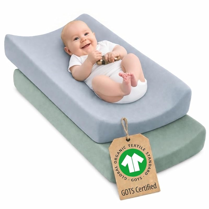 Plush GOTS 100% Certified Organic Cotton Changing Pad Covers for Boy &