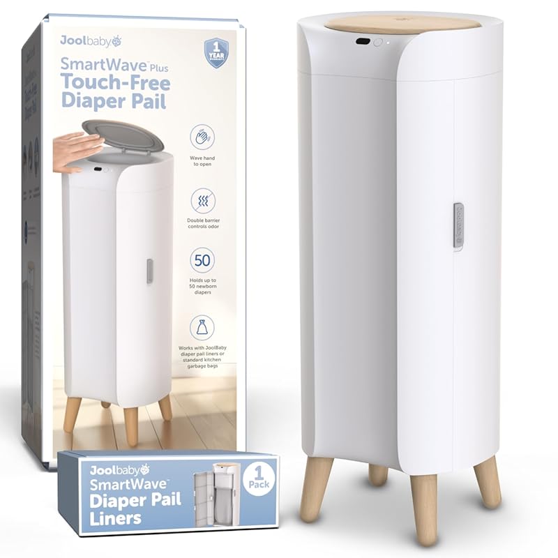 Jool Baby SmartWave Plus Diaper Pail with Motion Sensing Lid, Odor Loc