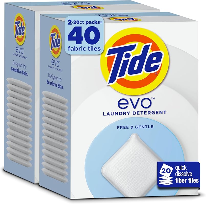 Tide evo Free & Gentle Hypoallergenic Laundry Detergent Tiles, Fragran
