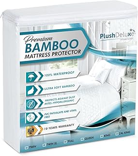 PlushDeluxe Premium Bamboo Mattress Protector