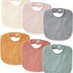 POIKSHARK 6-Pack Muslin Baby Bibs Unisex