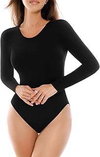 SINOPHANT Long Sleeve Bodysuits Women Crew