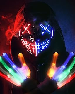 STONCH Halloween Glow Mask Skeleton Gloves