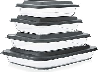 8-Piece Deep Glass Baking Dish Plastic