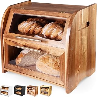 Arise Stylish Acacia Bread Box Kitchen