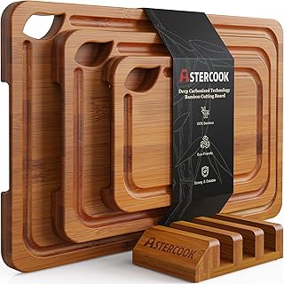 Astercook Deep-Carbonized Bamboo Cutting Boards Kitchen