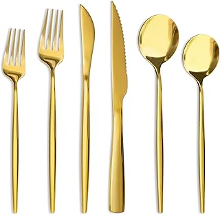 Astercook Silverware 48-Piece Gold Flatware Steak