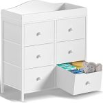 BOLUO White Changing Table Dresser 6