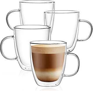 CNGLASS Glass Coffee Mugs 12oz