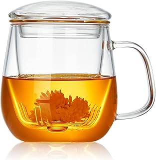 DOPUDO Glass Tea Cup Infuser Lid