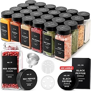 EDELHAUS Glass Spice Jars Label Black