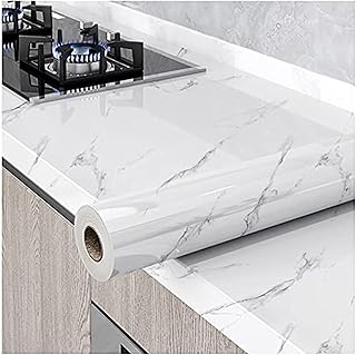 Glossy Marble Paper Granite Gray/White Wallpaper