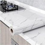 Glossy Marble Paper Granite Gray/White Wallpaper