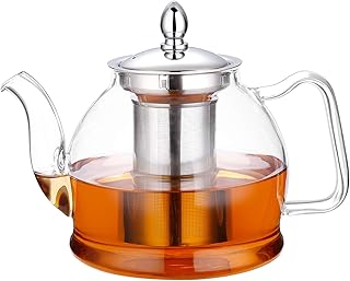 HIWARE 1000ml Glass Teapot Removable Infuser