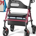 HOMLAND Foldable Rollator Walkers Seat Seniors