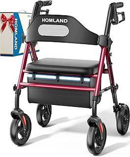 HOMLAND Foldable Rollator Walkers Seat Seniors