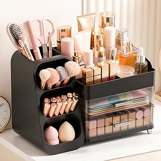 Large Capacity Makeup Organizer Countertop Brush