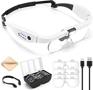 Magnifying Glass Light 1.5X-5.0X Glasses Rechargeable