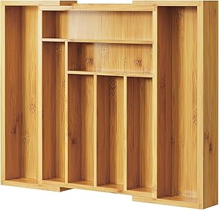 Pipishell Bamboo Expandable Silverware Drawer Organizer