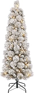 Puleo International 4.5ft Pre-Lit Flocked Portland