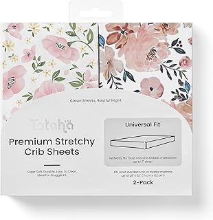 TotAha Premium Stretchy Crib Sheets (2-Pack)-Hypoallergenic