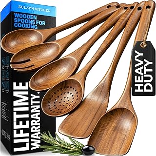 Zulay Kitchen 6 Wooden Spoons Cooking